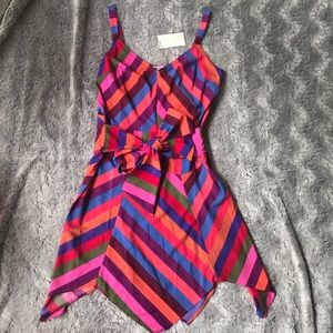 Multicolor striped handkerchief hem dress